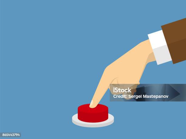 Hand Pressing The Button Flat Design Style Vector Stock Illustration - Download Image Now