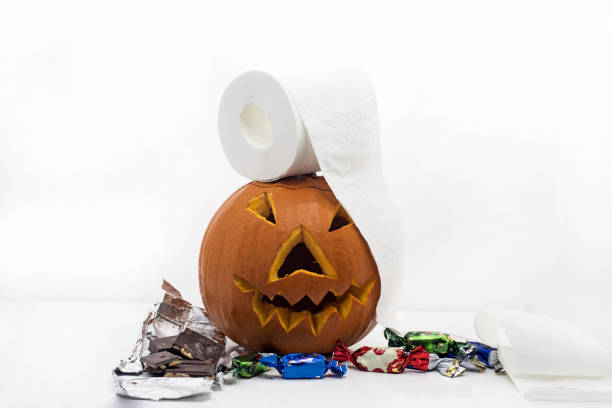 halloween pumpkin head jack lantern - dark chocolate audio imagens e fotografias de stock