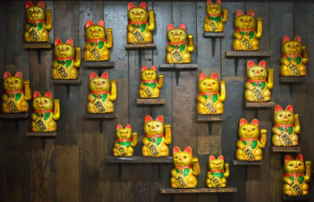 Photo of Chinese golden lucky cat figurine