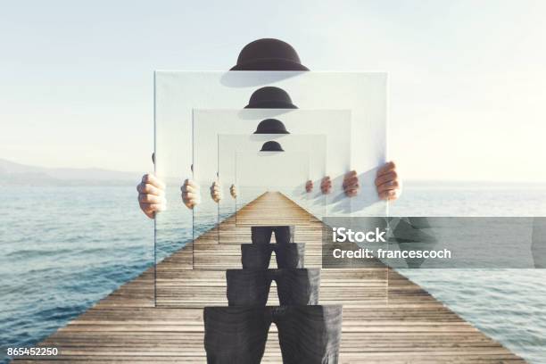 Surreal Enigmatic Picture On Canvas Stock Photo - Download Image Now - Repetition, Concepts, Art