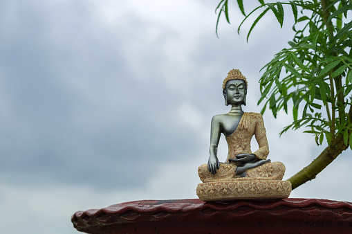 Picture of a BUDDHA on a cloudy day.
