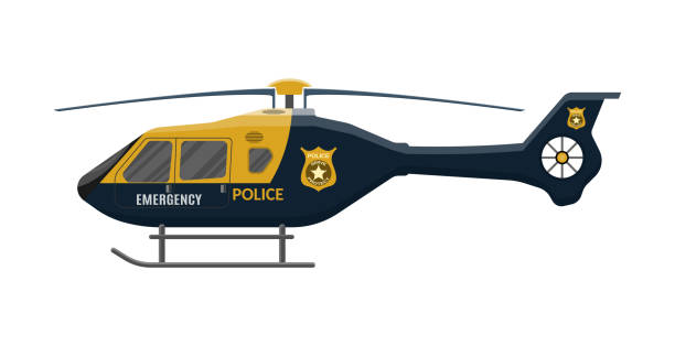 illustrazioni stock, clip art, cartoni animati e icone di tendenza di icona dell'elicottero della polizia. veicolo aeronautico. - police helicopter