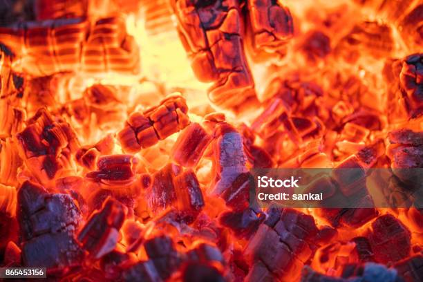 Burning Charcoal Stock Photo - Download Image Now - Coal, Ember, Heat - Temperature