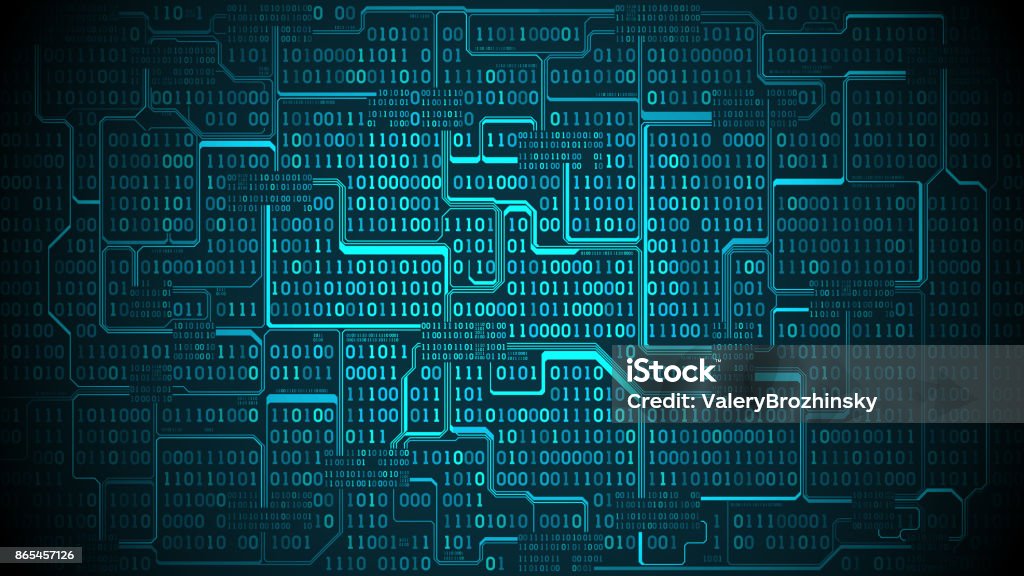Digital Background Slide Abstract Futuristic Electronic Circuit Board With Binary Code Matrix ...