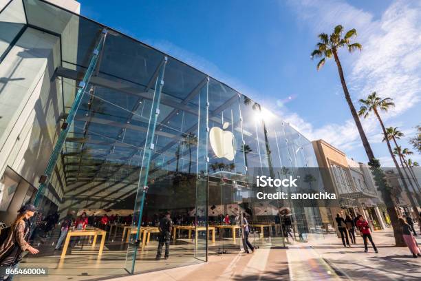 Apple Store Sulla Third Street Promenade Santa Monica Stati Uniti - Fotografie stock e altre immagini di Rivenditore della Apple