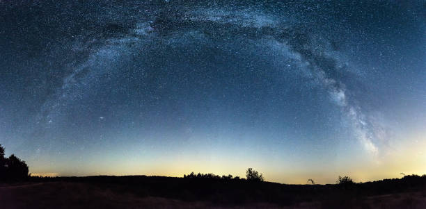 istock Milky Way panorama over a field 865463850