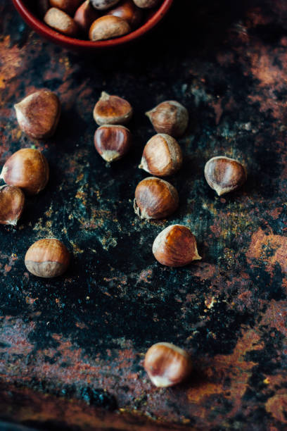istock Flat shot of chestnuts. 865464426