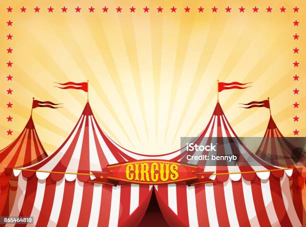 Big Haut Circus Fond Avec Bannière Vecteurs libres de droits et plus d'images vectorielles de Cirque - Cirque, Fond, Chapiteau de cirque