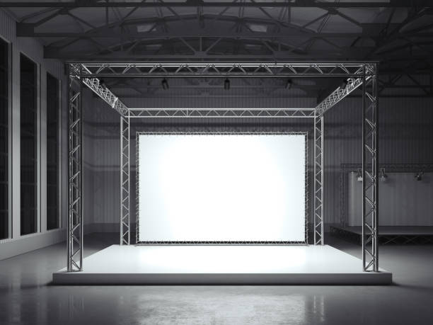 istock Modern metal stand with white banner. 3d rendering 865466888