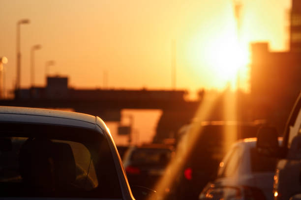 Cars on highway in traffic jam