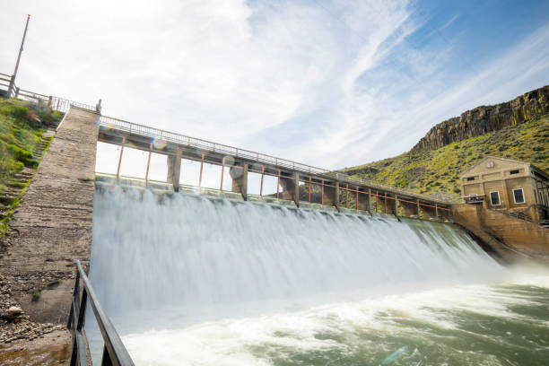 istock Unique perspective on a diversion dam on an Idaho river 865470646