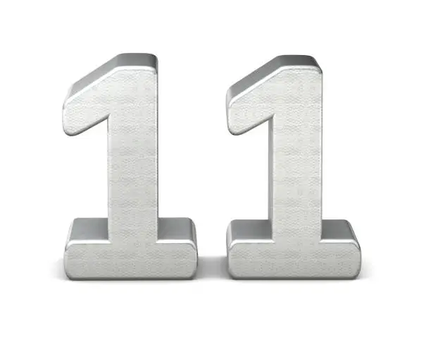 11 number 3d silver structure 3d rendering