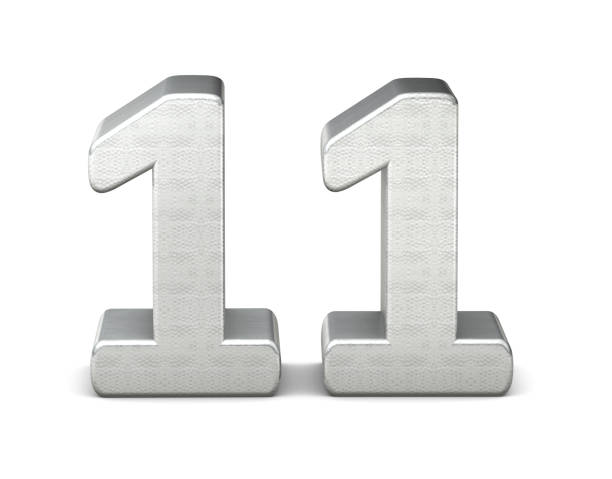 11 número 3d estrutura prata renderização em 3d - number 11 - fotografias e filmes do acervo
