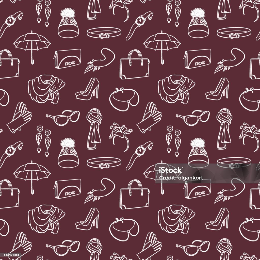 Accessories Pattern Fashion Accessories Seamless Pattern Hand Drawing White Lines On A ...