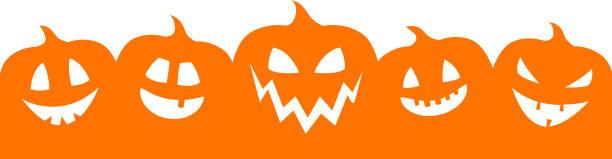 ilustraciones, imágenes clip art, dibujos animados e iconos de stock de silueta de calabaza con copyspace - banner. vector. - child silhouette animal copy space