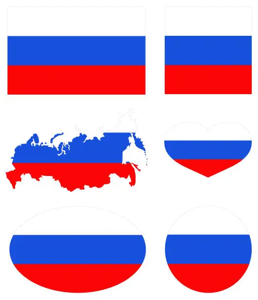 Vector illustration of Russian flag and map