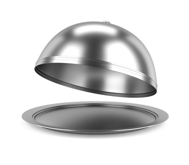 istock Restaurant cloche with open lid. 3D Illustration 865490092