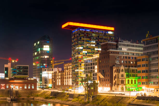 istock Night panorama of Mediahafen 865506612
