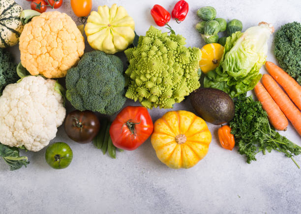 istock Top view of rainbow vegetables, autumn harvest 865509358