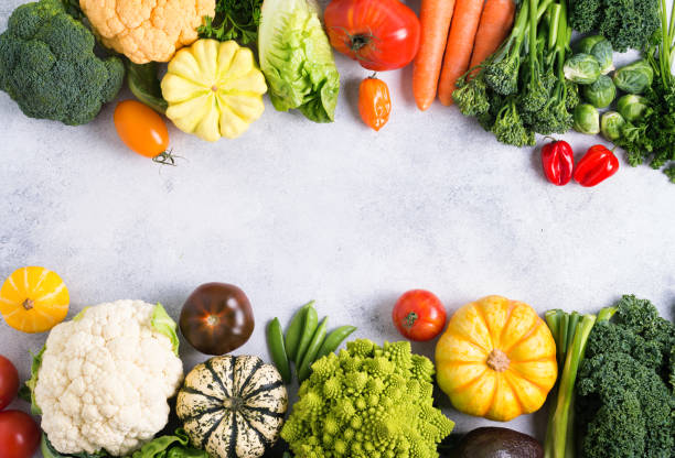 istock Top view of rainbow vegetables, autumn harvest 865509488
