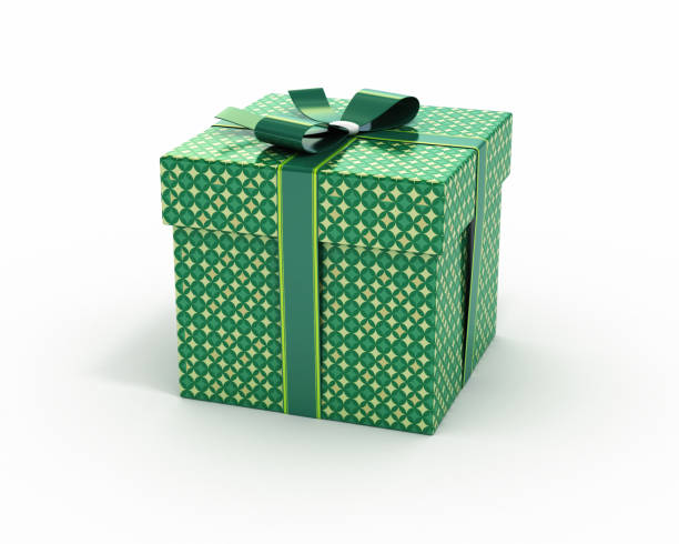 istock Green color gift box isolated white background 865515590