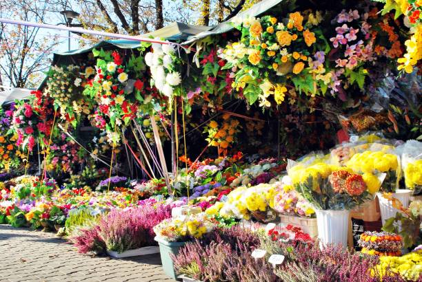 flowers in cemetery, decoration - florist flower market flower store imagens e fotografias de stock