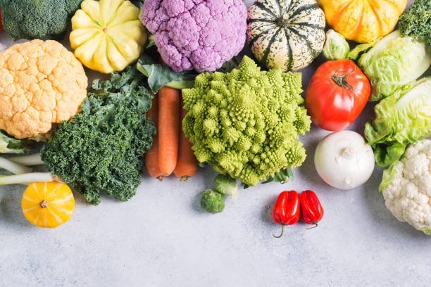 istock Top view of rainbow vegetables, autumn harvest 865530556