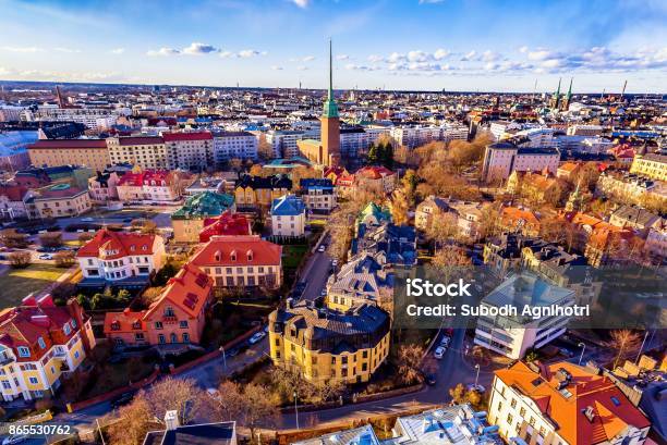 Aerial View Of Colorful Helsinkidrone Stock Photo - Download Image Now - Finland, Helsinki, Aerial View