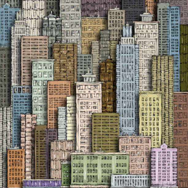Cityscape background Abstract city background, hand drawn illustration new york city illustrations stock illustrations