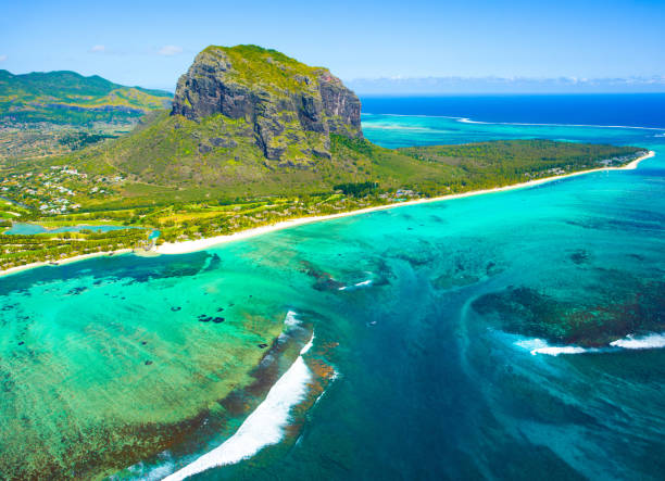 Aerial view of Mauritius island stock photo