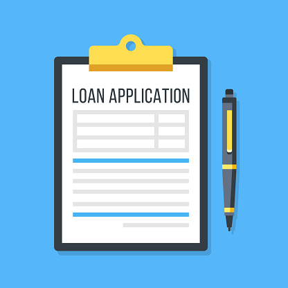 Vector Loan Application Form Clipboard And Pen Stock Illustration
