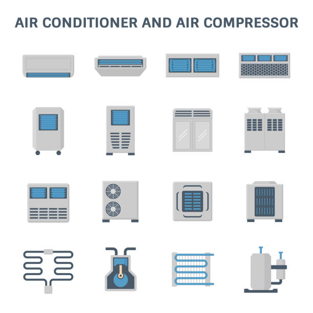 エアコンのアイコン - ガス圧縮機点のイラスト素材／クリップアート素材／マンガ素材／アイコン素材
