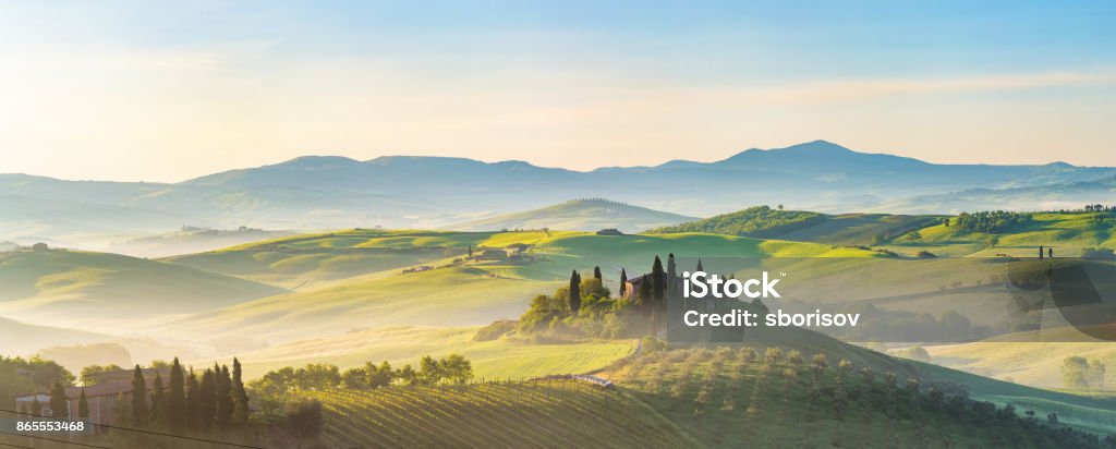 Toscana al mattino di primavera - Foto stock royalty-free di Paesaggio