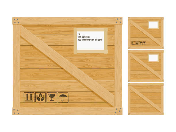 wooden crate Isolated wooden crate on transparent background crate stock illustrations