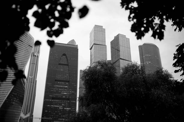Center with high skyscrapers night