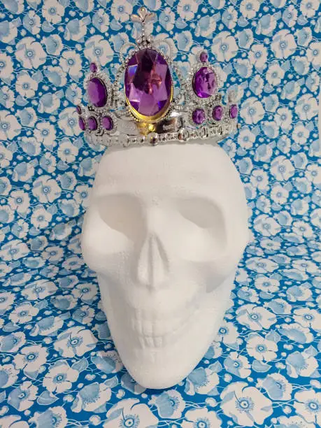 Photo of Styrofoam skull with a princess crown