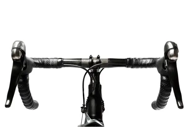road bike handlebar carbon on white background