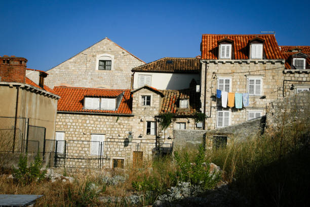 Laundry hanging behind home, Dubrovnik, Croatia as seen from town wall