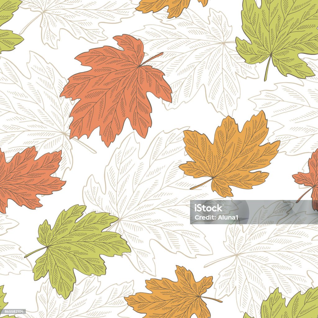 Maple Design Maple Leaf Graphic Color Seamless Pattern Sketch Illustration Vector ...
