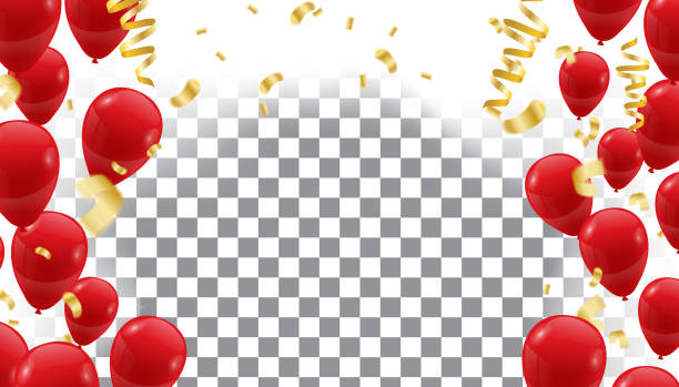 ilustrações de stock, clip art, desenhos animados e ícones de poster with shiny red balloons on  translucent background with  vector illustration - balloon blue bunch cheerful