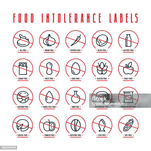 Diet And Food Intolerance Labels Stock Illustration - Download Image Now - Icon Symbol, Free of Charge, Lactose Acid