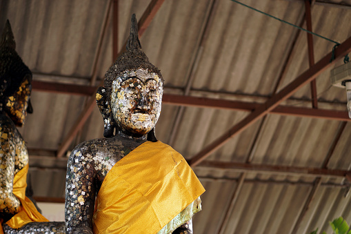 Front view of Buddha statue  in Thai temple