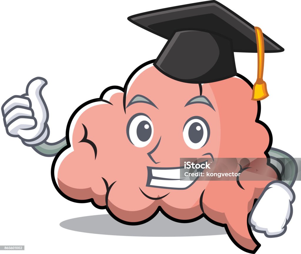 Graduating Brain Graduation Brain Character Cartoon Style Stock Illustration - Download ...