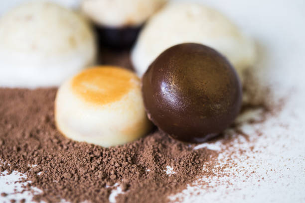 istock Delicious chocolate candies on white background. Food 865601352