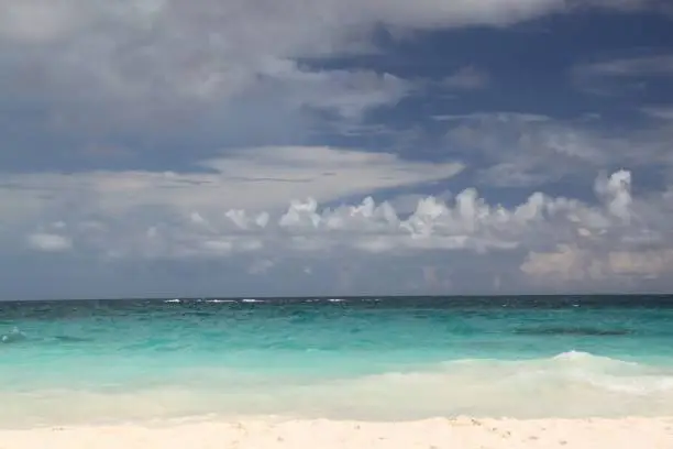 Blue ocean and white sand beach on Bermuda