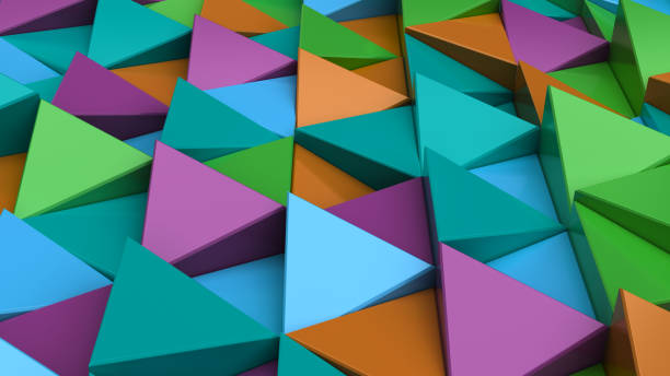 istock Pattern of green, orange, purple and blue triangle prisms 865604330