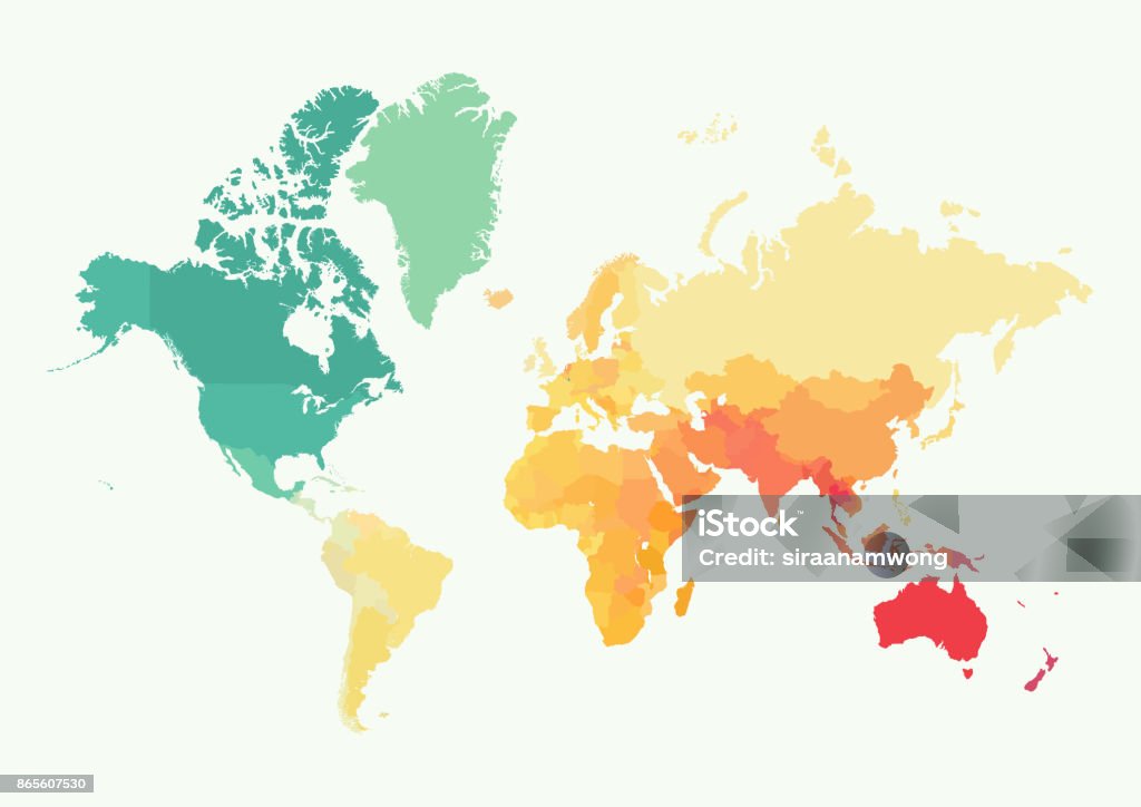 Mapa de mundial de alto detalle con color - arte vectorial de Mapa mundial libre de derechos