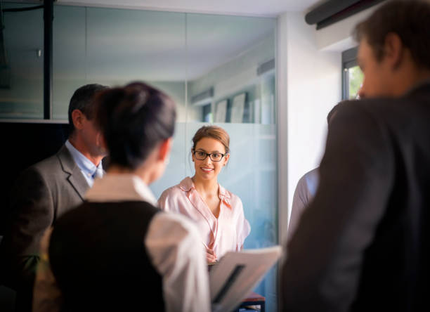 istock Business people discussing in meeting at office 865607814
