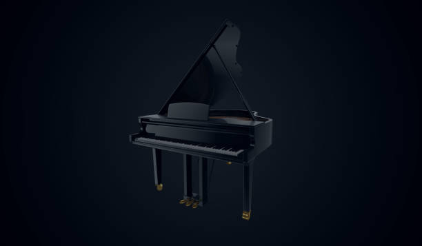 istock Luxury black piano in the blue dark scene. 865612860