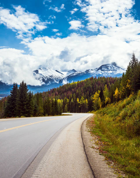 istock Highway 93 passes among the snow-capped mountains 865620404